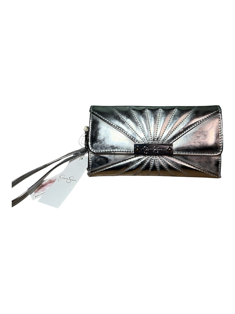 NEW! Jessica Simpson Metallic Pewter Clutch Wristlet